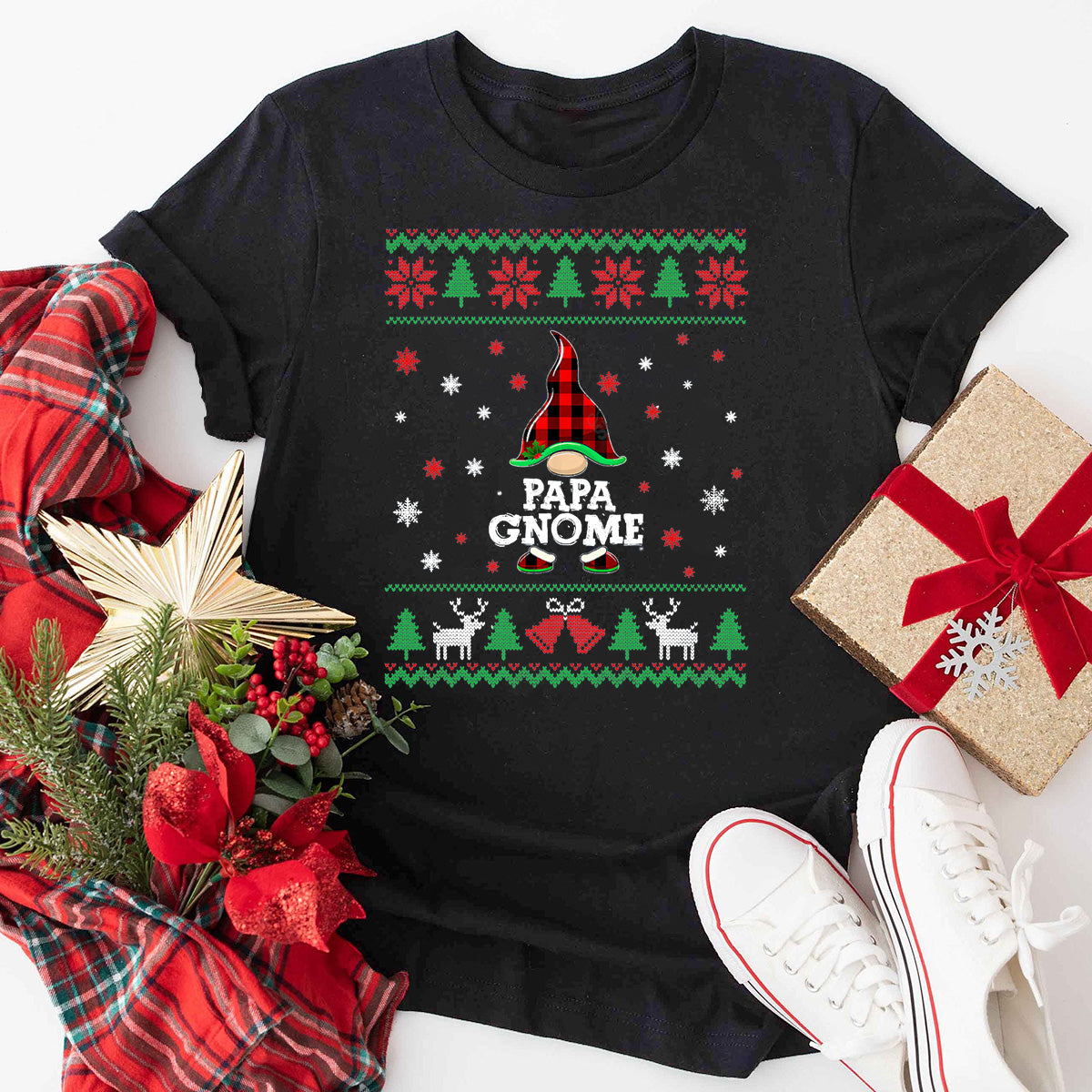 Papa Gnome Ugly Christmas Matching Family Group T-Shirt