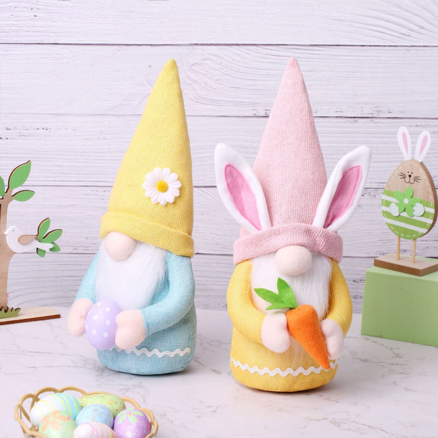 Easter Bunny Gnome with Eggs