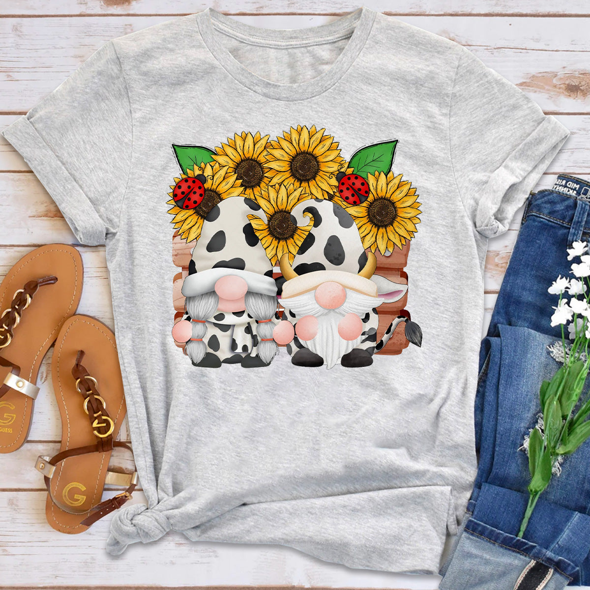 Sunflower Cow Gnome T-Shirt