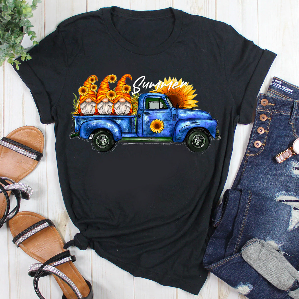 Summer Sunflower Gnomes Truck T-Shirt