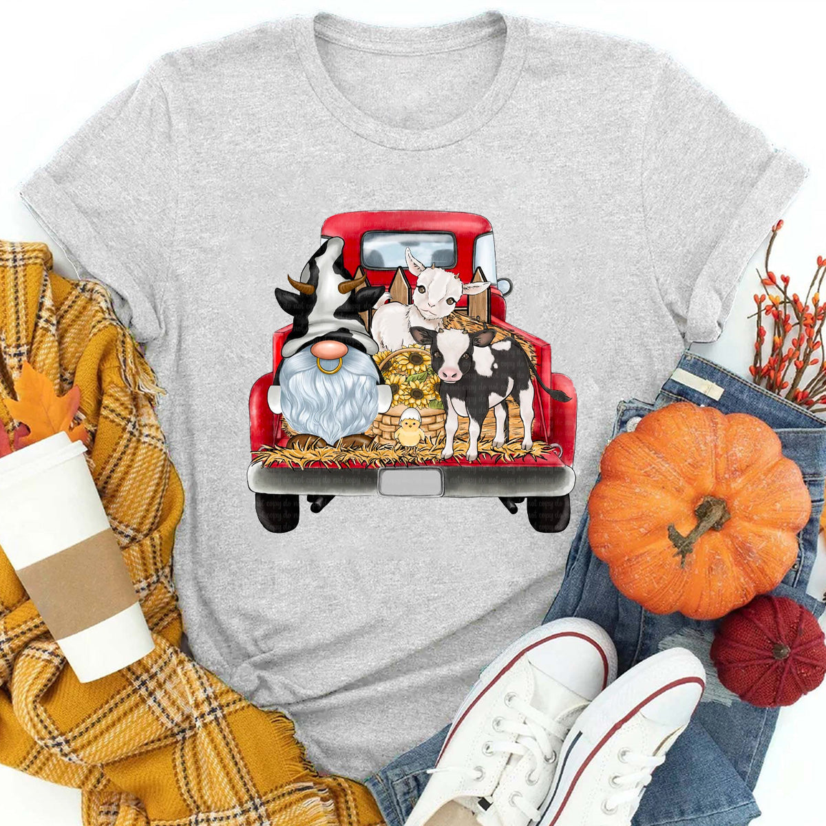 Farm Cow Gnome & Red Truck T-Shirt