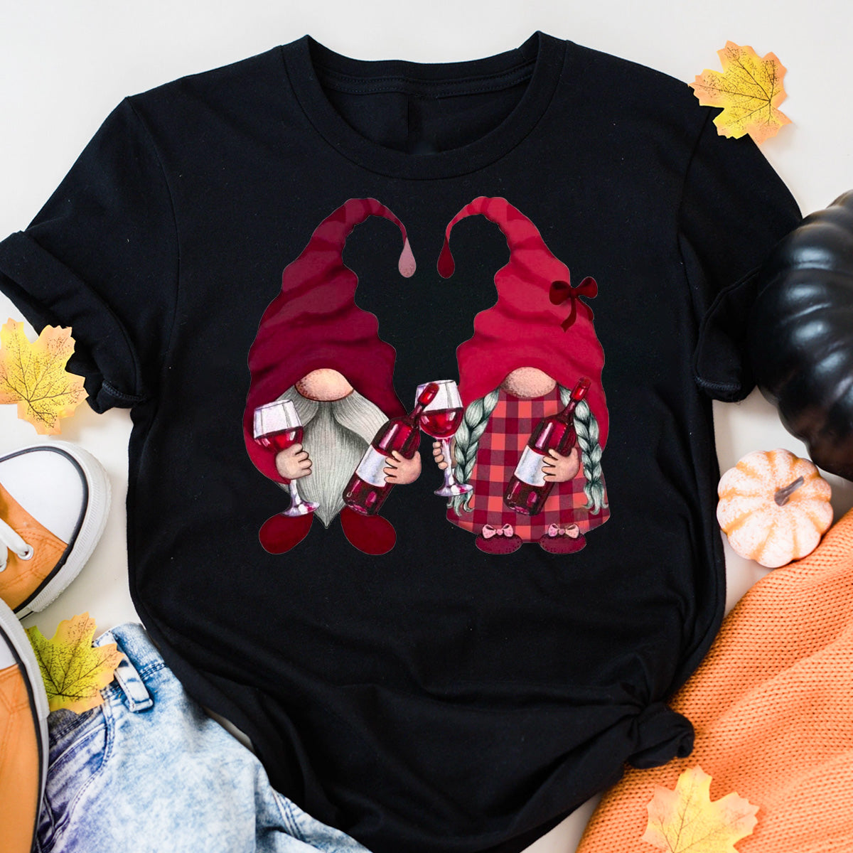 Wine Couple Gnomes T-Shirt