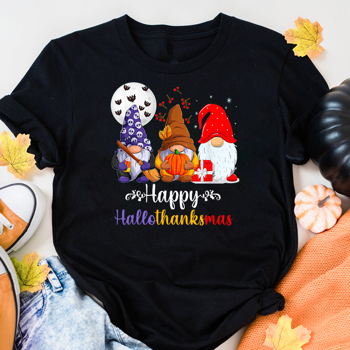 Happy HalloThanksMas Gnomes T-Shirt