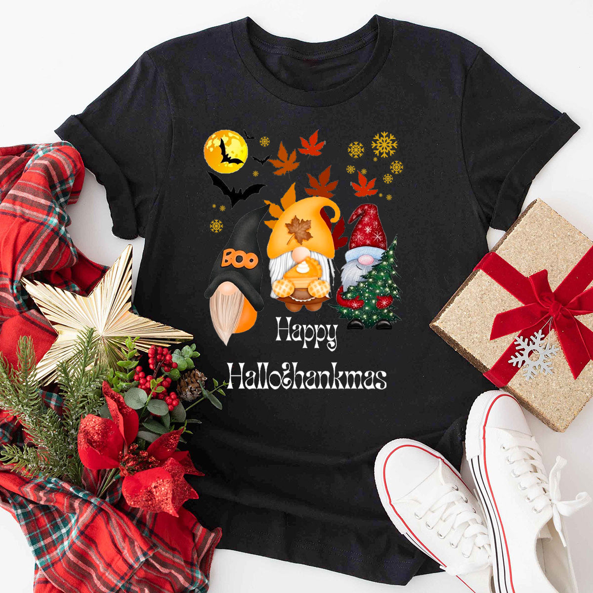 Happy HalloThanksMas Gnomes T-Shirt