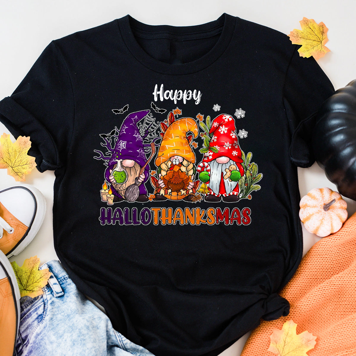 Happy HalloThanksMas Gnome T-Shirt