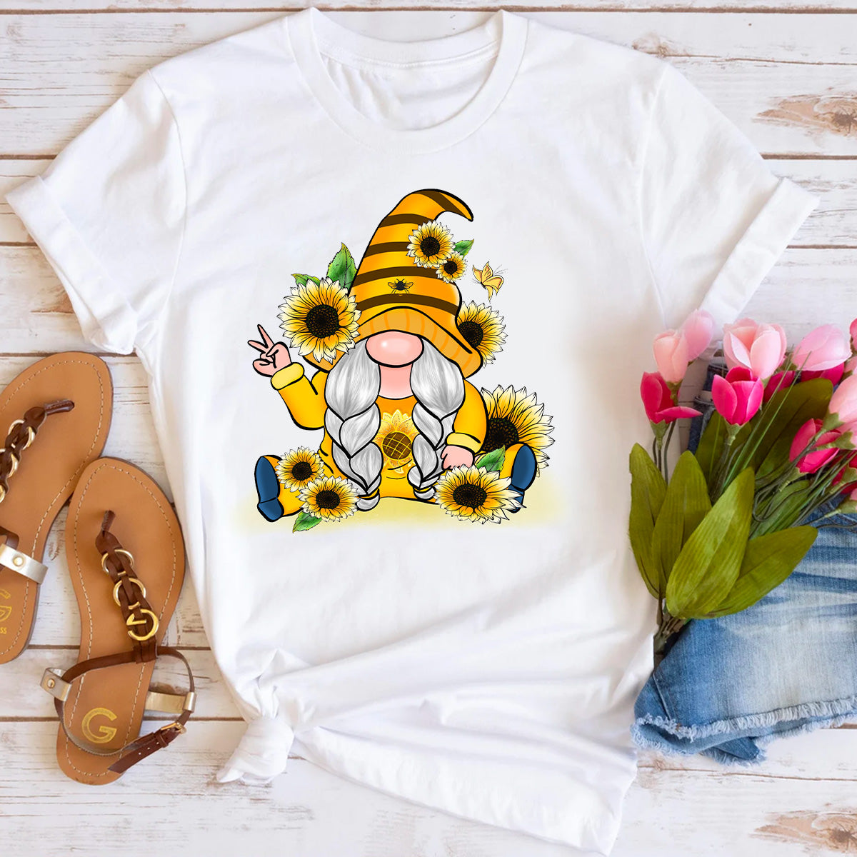 Sunflower Peace Gnome T-Shirt