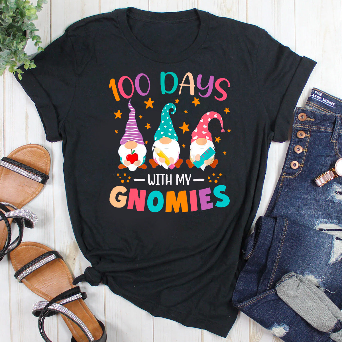 100th Day Of School Gnome Teachers Students T-Shirt