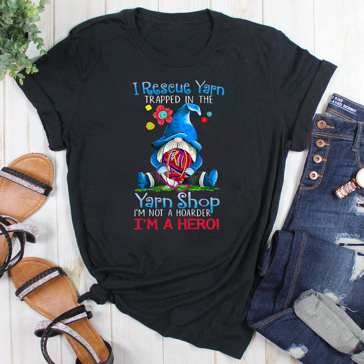 Yarn Knitting Crochet Hoarder Gnome T-Shirt