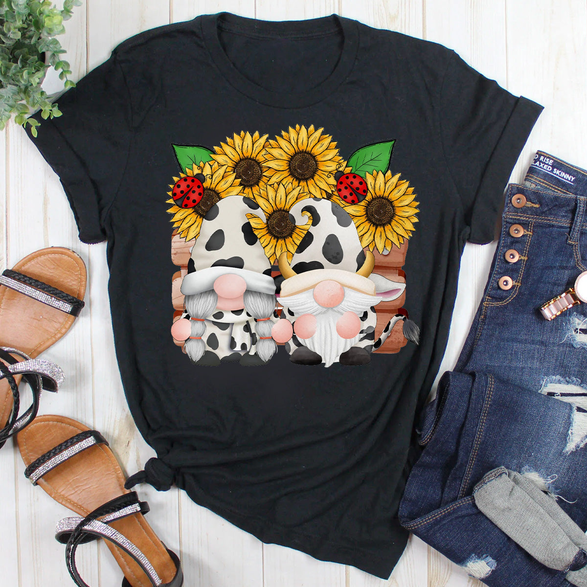 Sunflower Cow Gnome T-Shirt