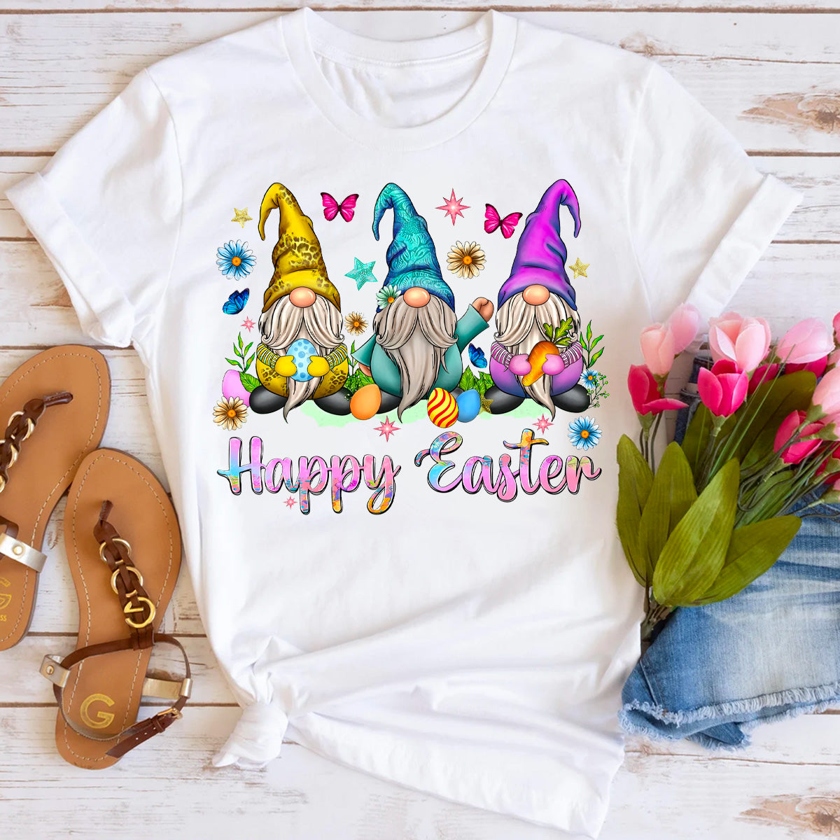 Happy Easter Spring Flower Butterfly T-Shirt