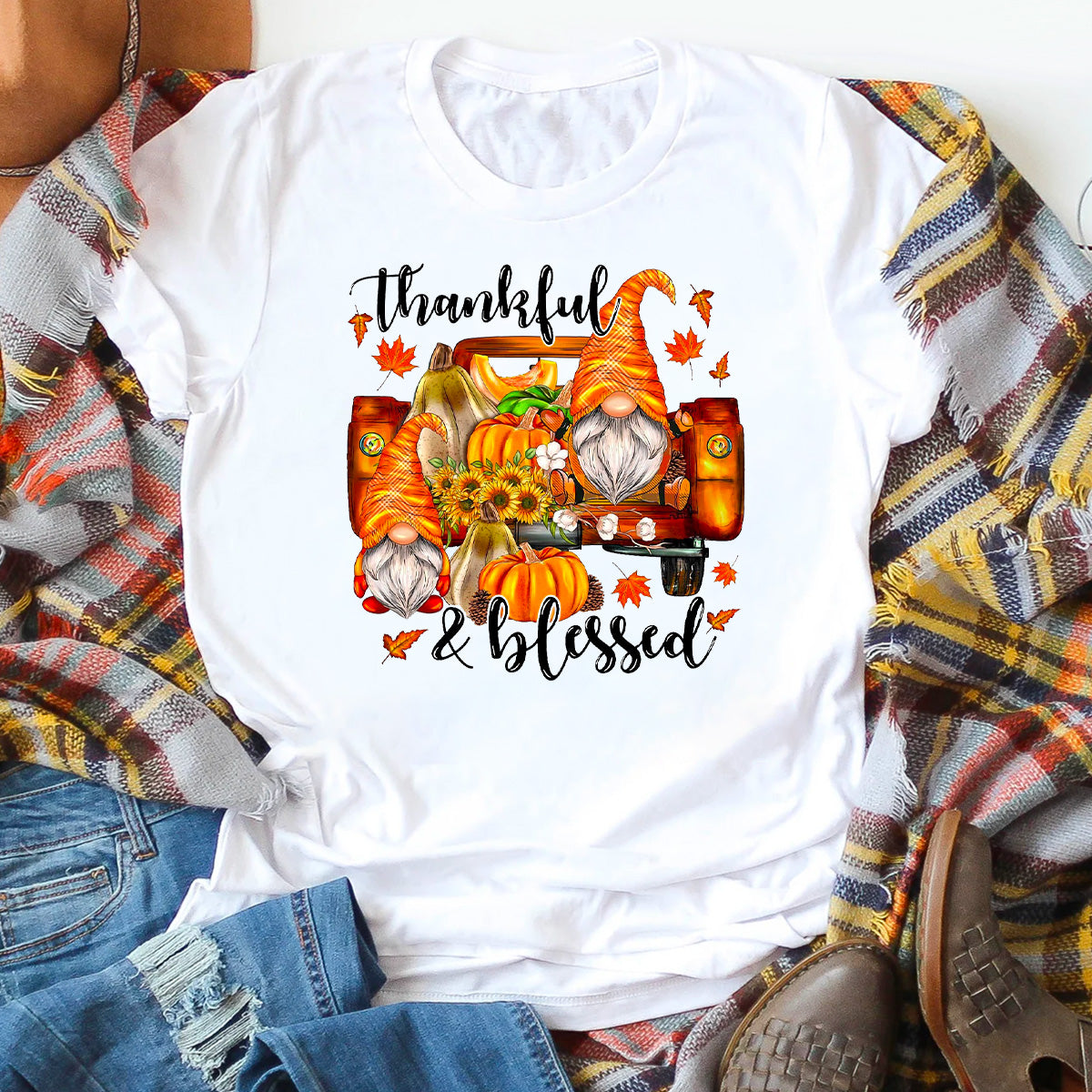 Thankful & Blessed Fall Gnomes T-Shirt