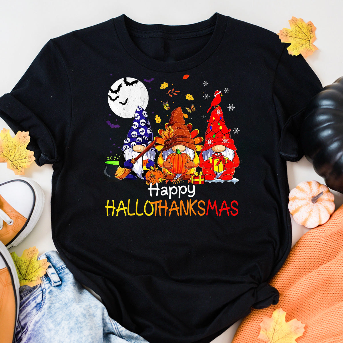 Three Gnomes Hallothanksmas T-Shirt