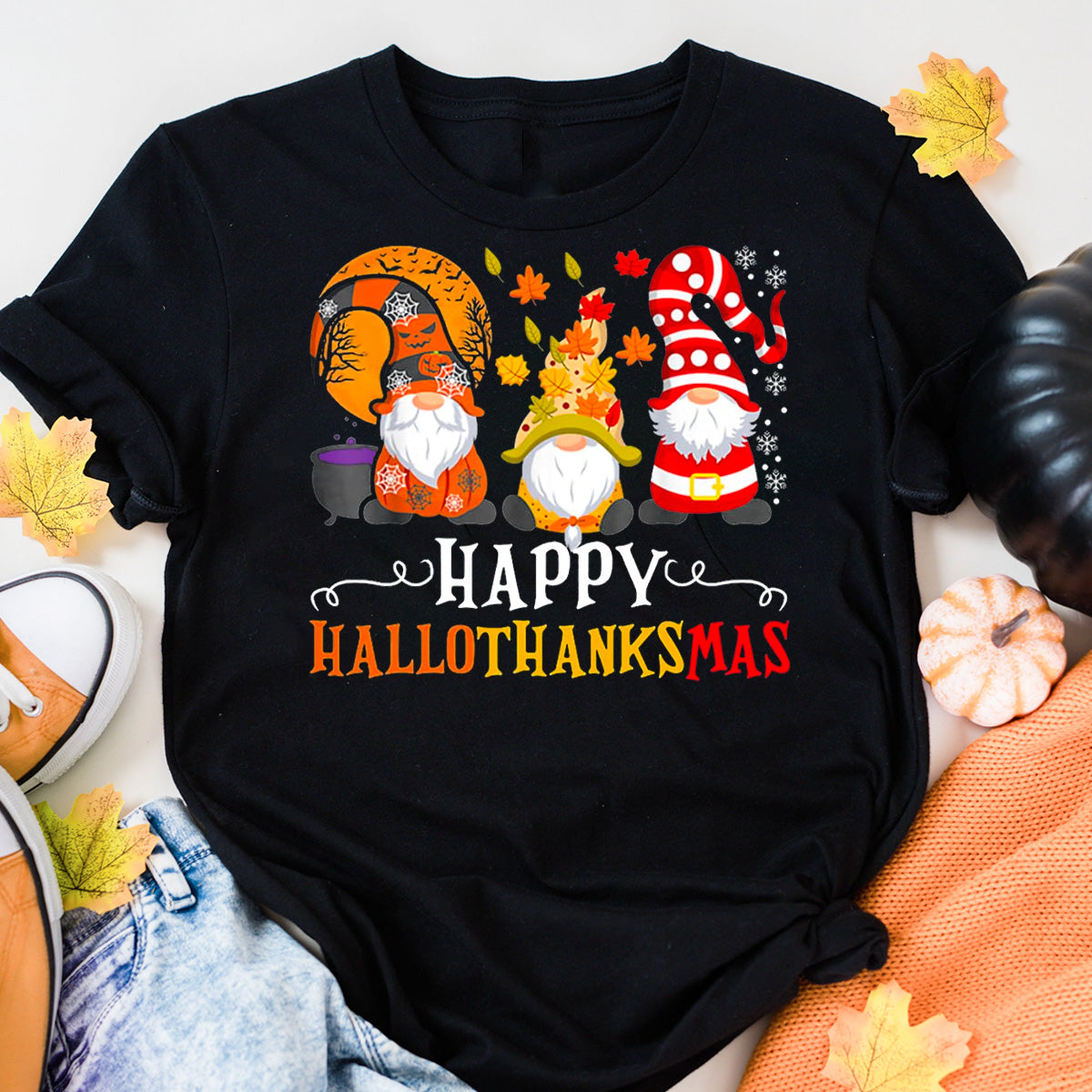 Happy HalloThanksMas Gnomes T-Shirt