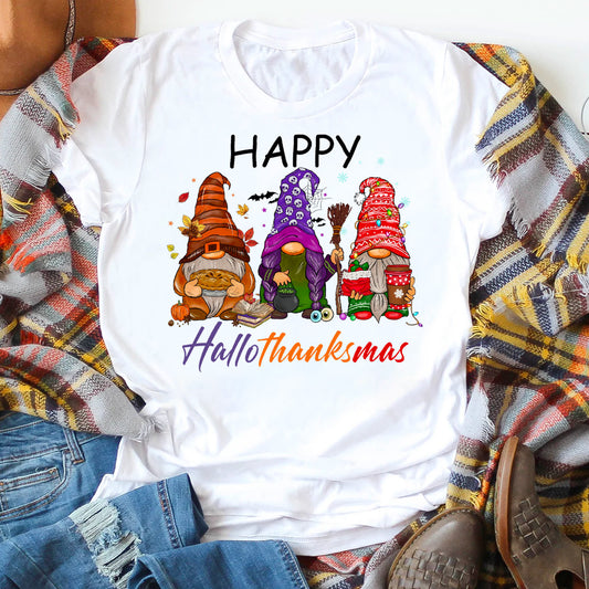 Happy HalloThanksMas Gnomes T-Shirt