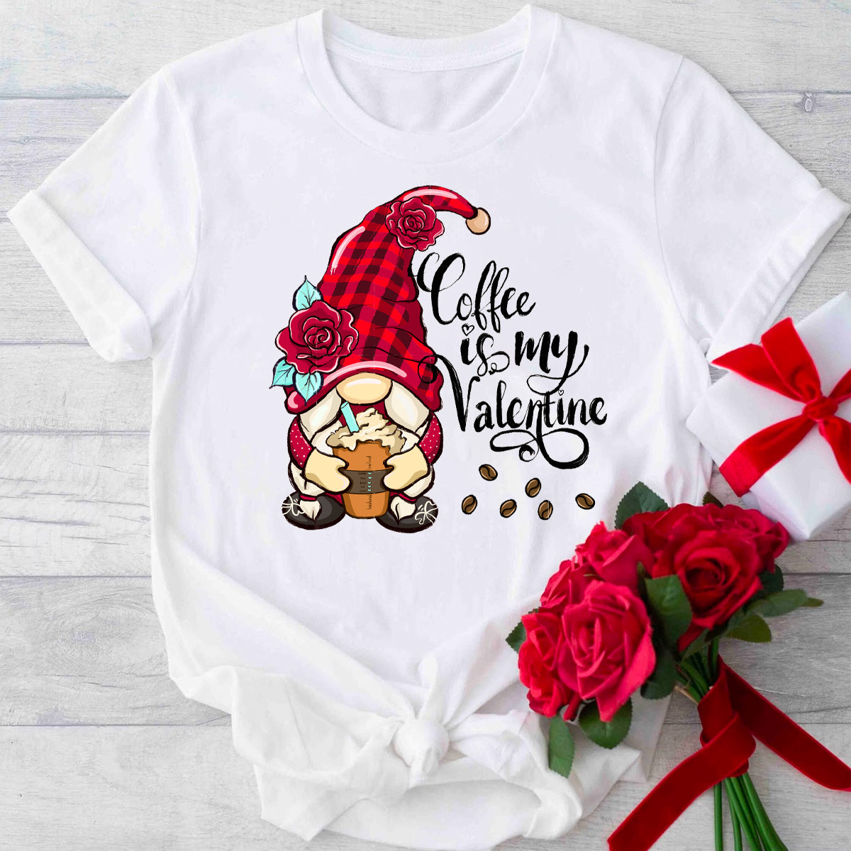 Coffee is My Valentine Gnome T-Shirt