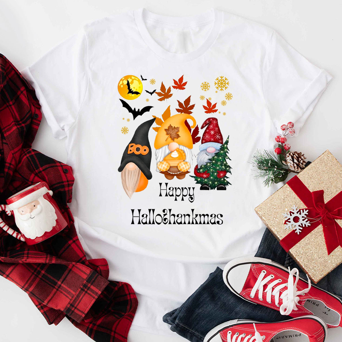 Happy HalloThanksMas Gnomes T-Shirt