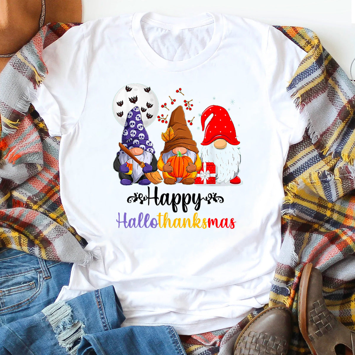 Happy HalloThanksMas Gnomes T-Shirt