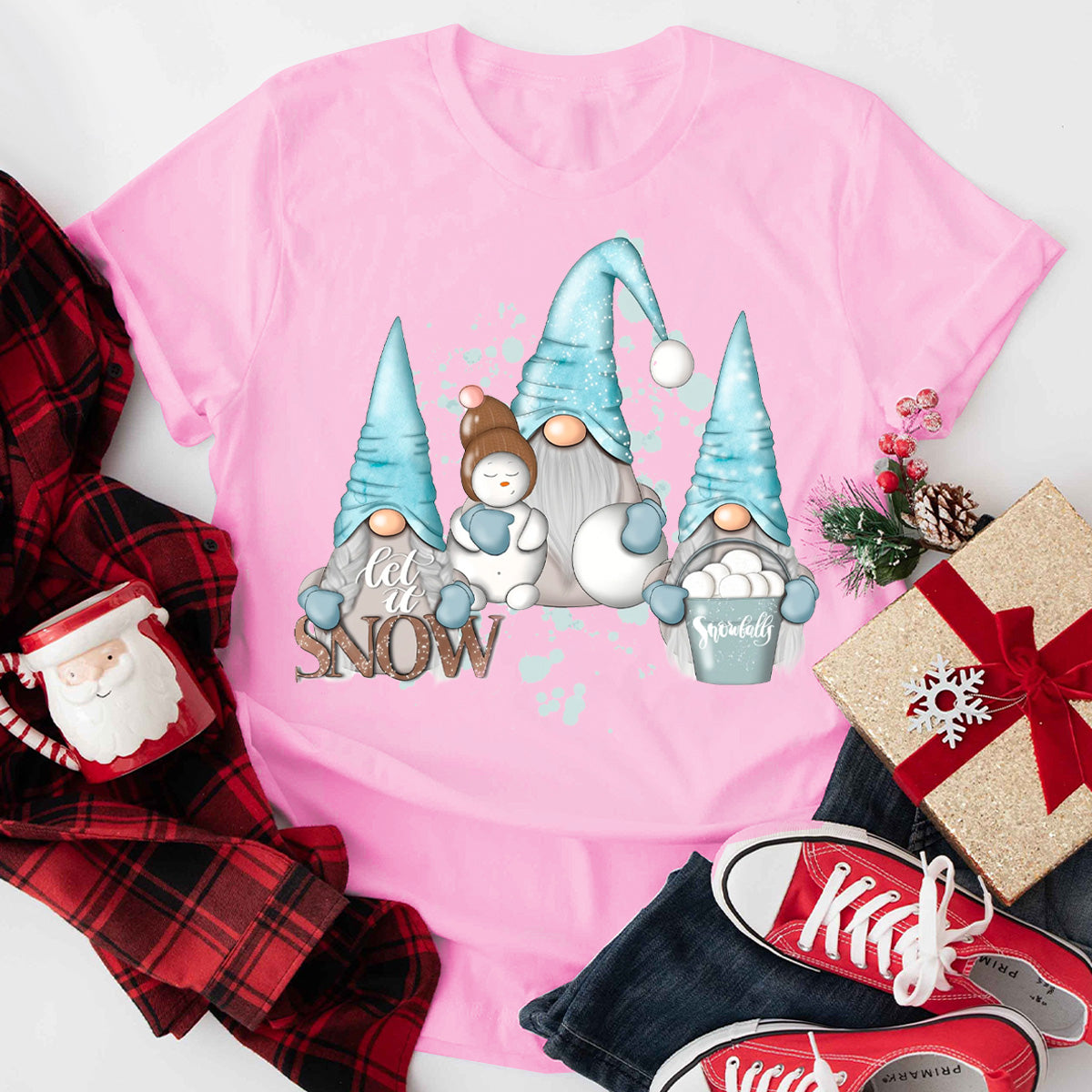 Let It Snow Blue White Gnomes T-Shirt