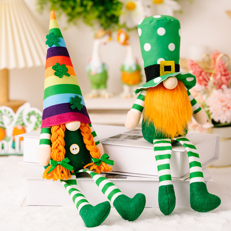 St. Patrick's Day Striped Long-legged Gnome