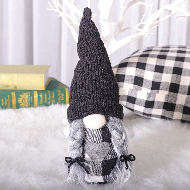 Black & White Checkered Family Gnome