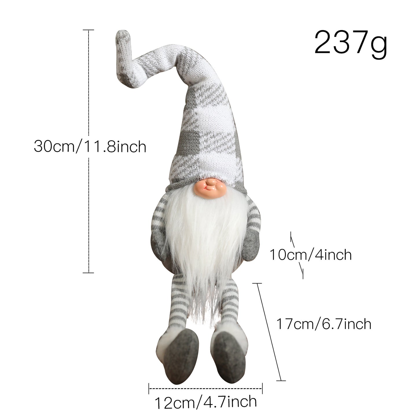 Christmas Gray Striped Gnome